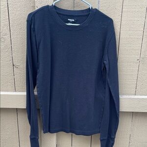 RSQ Black Waffle Knit Long Sleeve Crew